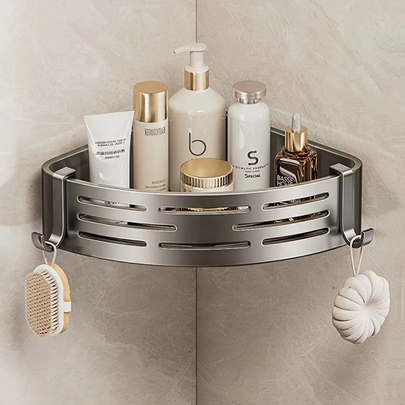 Étagère d'Angle Salle de Bain Autocollante Sans Perçage Noir, Gris ou Blanc