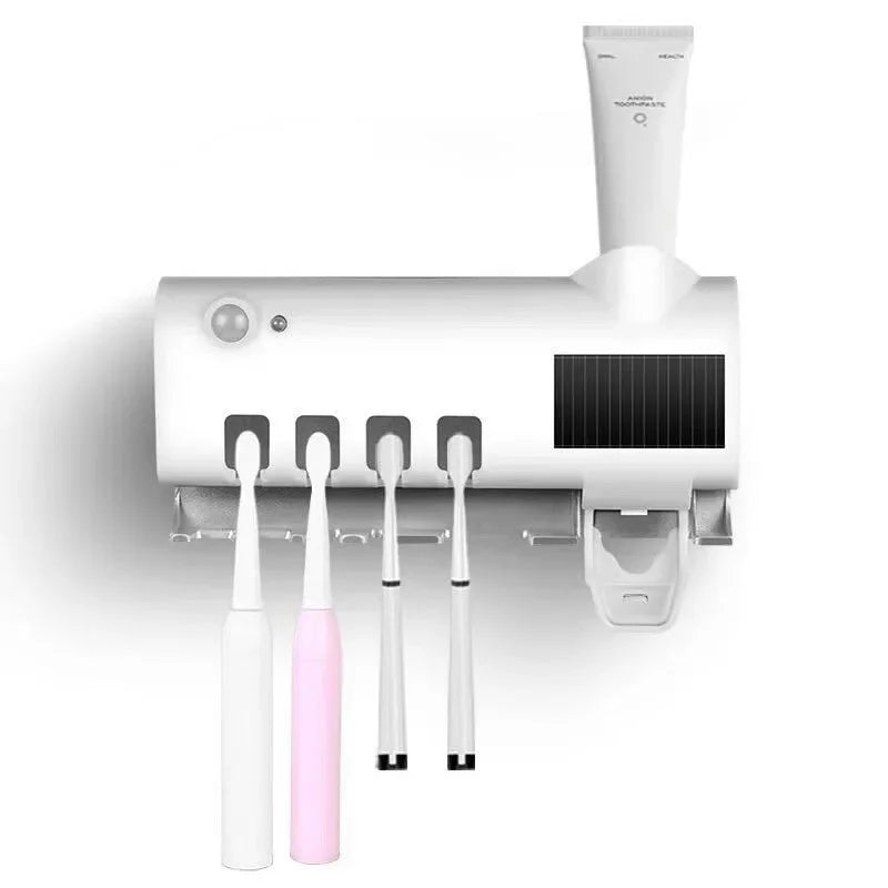 Distributeur de Dentifrice Automatique avec Porte-Brosses UV Solaire et USB, Blanc ou Noir