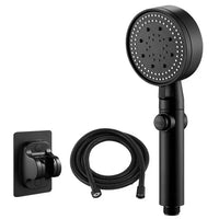 Pommeau de Douche Réglable 5 Modes avec Flexible Noir