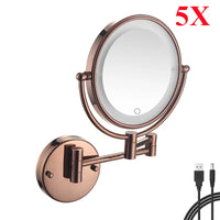 Miroir Grossissant LED Tactile Rechargeable Mural Double Bras 5X 10X