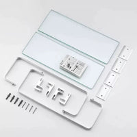 Étagère Salle de Bain Verre Trempé et Aluminium, 28,5 à 48,5 cm