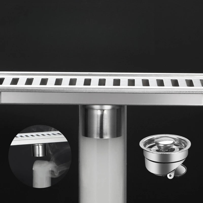 Caniveau de Douche Inox 304 Brossé ou Noir, 20 à 60 cm