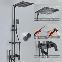 Colonne de Douche Réglable 73 à 116 cm avec Étagère, Noir, Chromé ou Doré