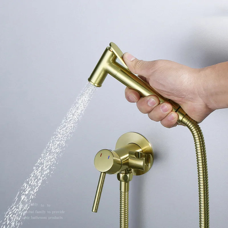 Douchette WC Mitigeur Laiton Eau Chaude et Froide, 8 Finitions
