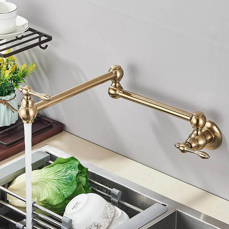 Robinet de Cuisine Mural Pliable Eau Froide Bec Rotatif