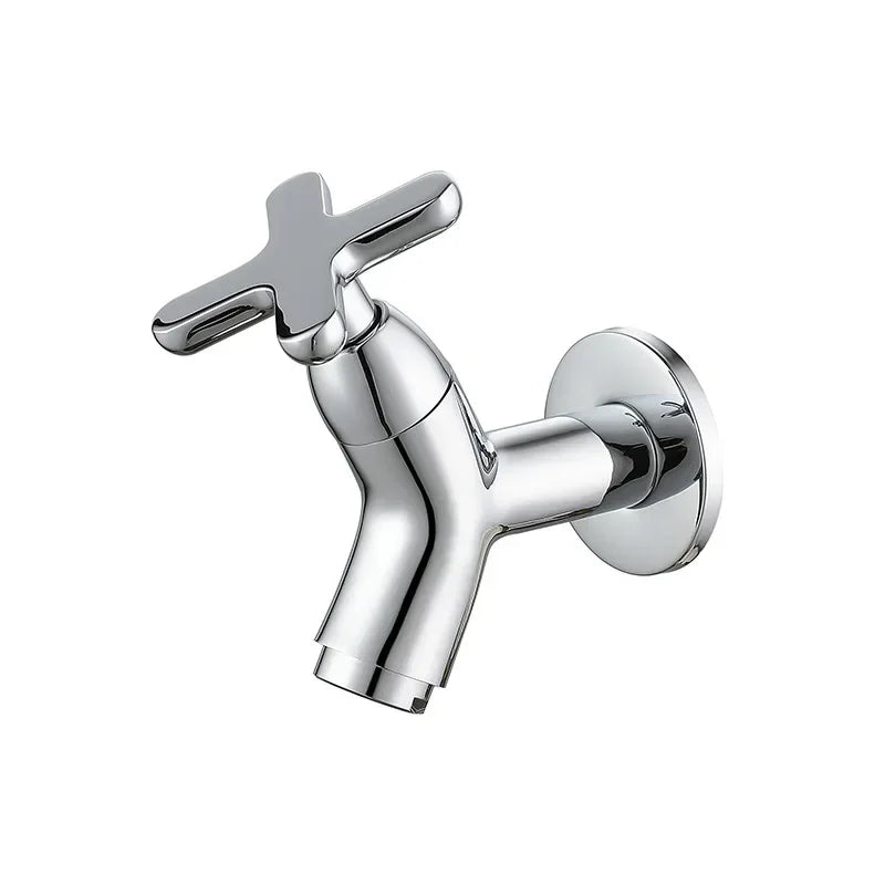 Robinet Lave-Main Mural Eau Froide à Croisillon en Laiton, 4 Coloris