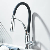 Mitigeur Cuisine Laiton Douchette Extractible Col Souple Noir, Hauteur 42 cm