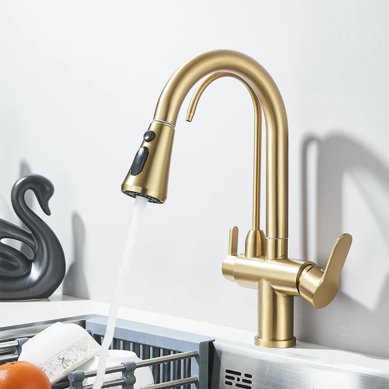 Mitigeur Cuisine Col de Cygne Eau Filtrée Extractible, 8 Finitions