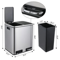 Poubelle de Cuisine Tri Sélectif 30 L, Noir, Inox ou Blanc