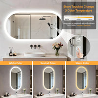 Miroir LED Ovale Salle de Bain Intelligent 80x50 cm