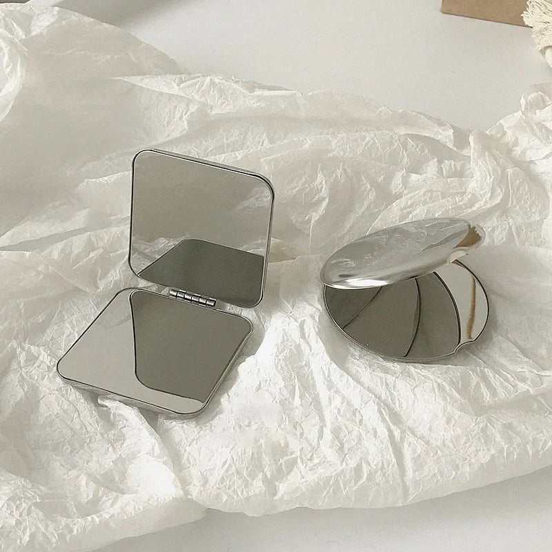 Miroir de Poche Carré Pliable Inox 5,7 cm Double Face