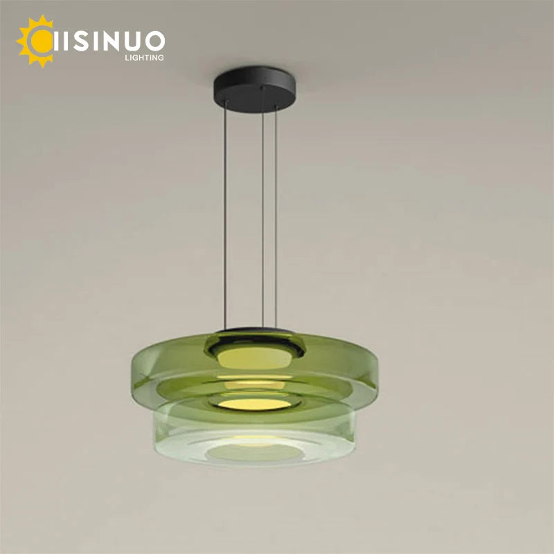 Suspension Cuisine Verre Étagé Vert, Ambre ou Gris, 1 à 3 Niveaux