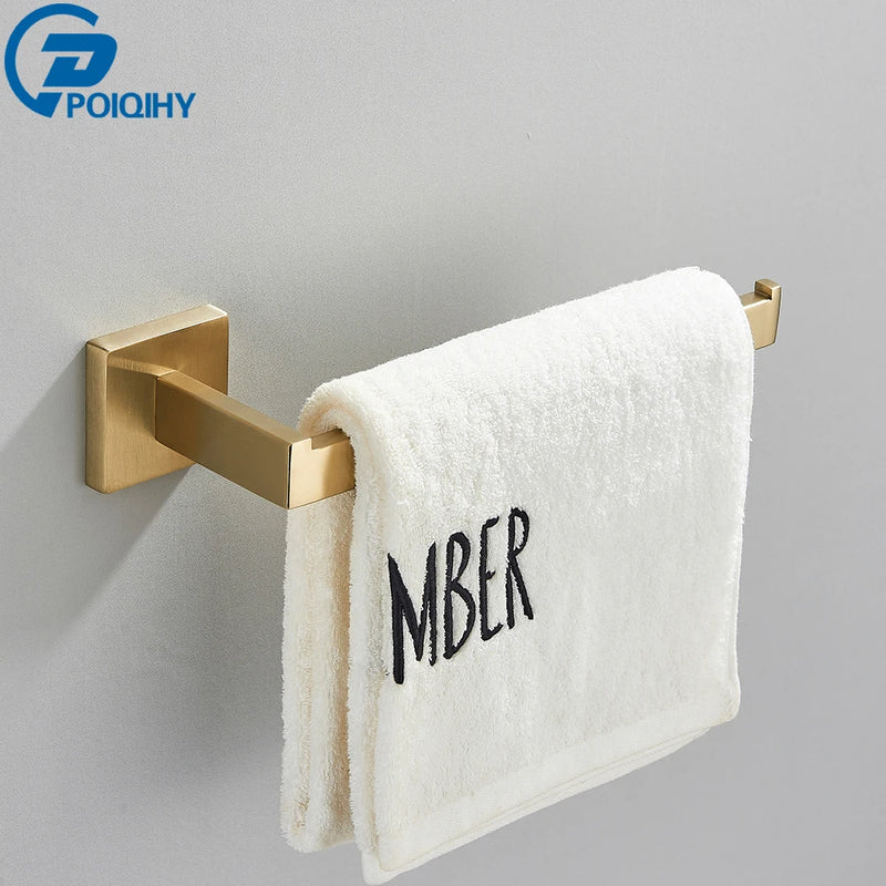 Accessoires Salle de Bain Doré Brossé Carré à la Pièce, 6 Articles