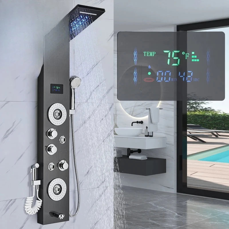 Colonne de Douche LED Massante avec Écran Digital, 22 Modèles