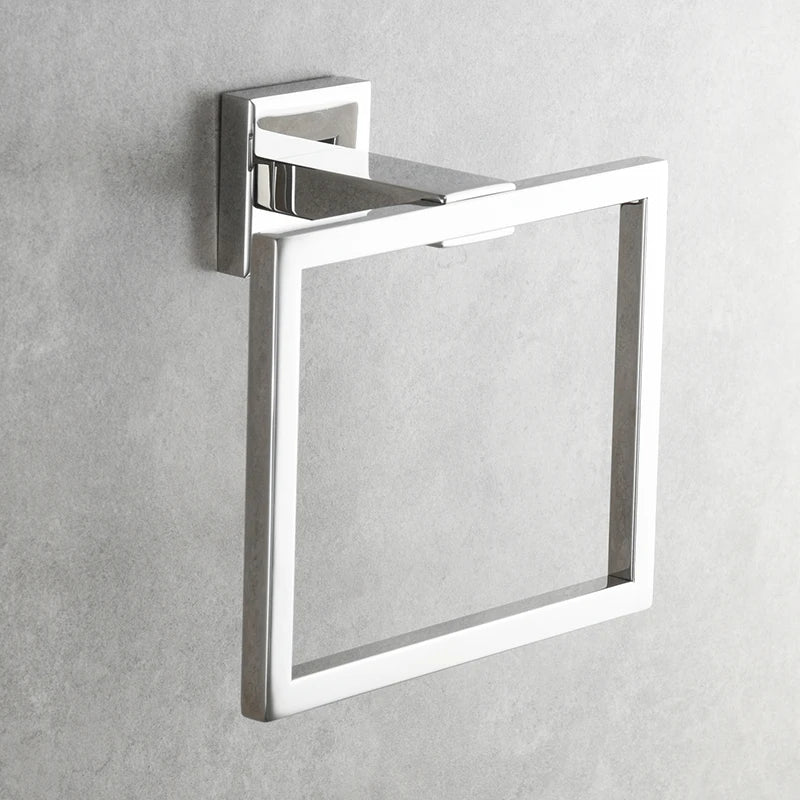 Porte-Serviette Anneau Carré Mural en Inox 304, 4 Finitions