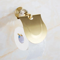 Porte-Papier Toilette Mural Inox et Cristal avec Couvercle, Doré ou Chromé