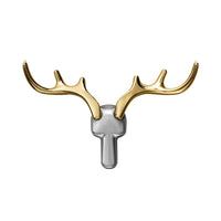 Patère Murale Bois de Cerf Alliage de Zinc Noir, Doré ou Argent