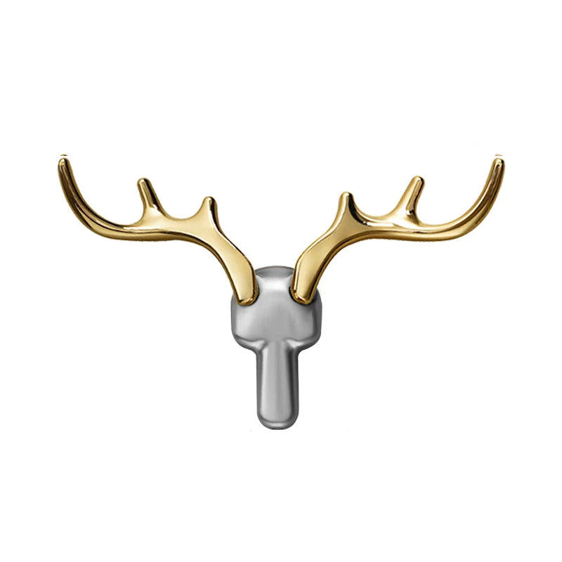 Patère Murale Bois de Cerf Alliage de Zinc Noir, Doré ou Argent