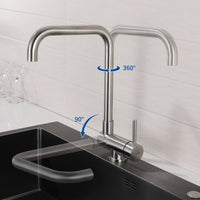 Mitigeur Cuisine Rabattable Inox 304 Brossé, Pivotant 360° pour Évier sous Fenêtre