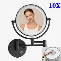 Miroir de Maquillage LED Grossissant 10X Tactile Mural Double Bras Extensible