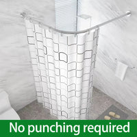 Barre Rideau de Douche d'Angle Inox Chromé, 80 à 130 cm