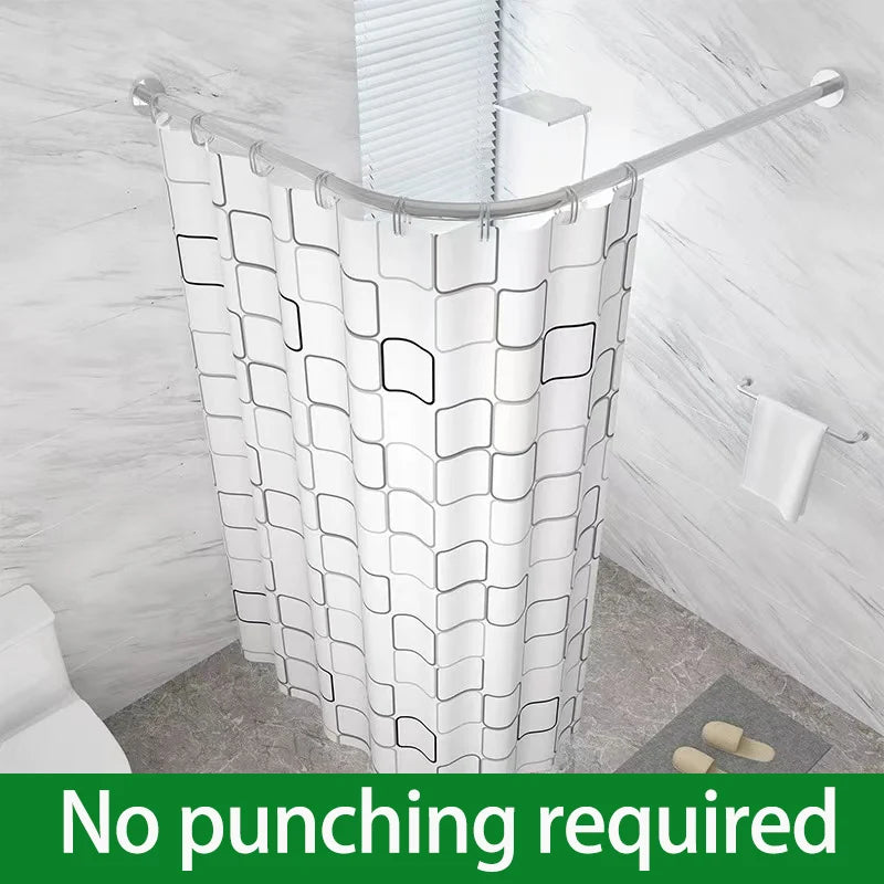 Barre Rideau de Douche d'Angle Inox Chromé, 80 à 130 cm