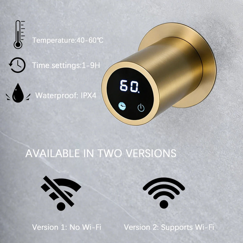 Sèche-Serviette Électrique Encastré Vertical 2 Barres Inox 84 cm, WiFi en Option