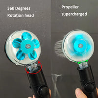 Pommeau de Douche à Hélice LED Haute Pression Noir