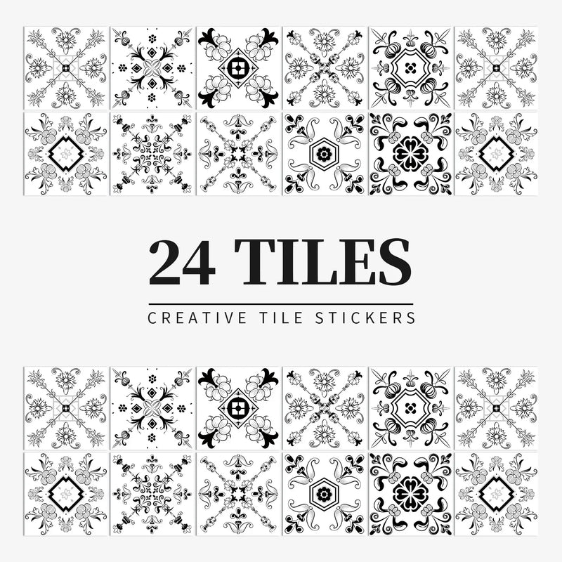 Autocollants Carrelage Adhésifs pour Crédence et Salle de Bain, 26 Motifs, Lot de 24