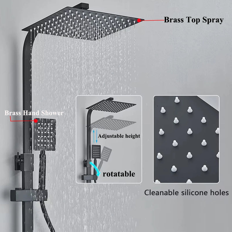 Colonne de Douche 4 Voies Noir, Chromé ou Doré avec Douchette Bidet