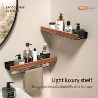 Étagère Murale Salle de Bain Hêtre ou Noyer, 30 à 60 cm