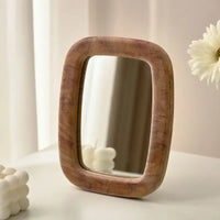 Miroir de Table en Bois à Poser, Cadre Ondulé ou Arrondi