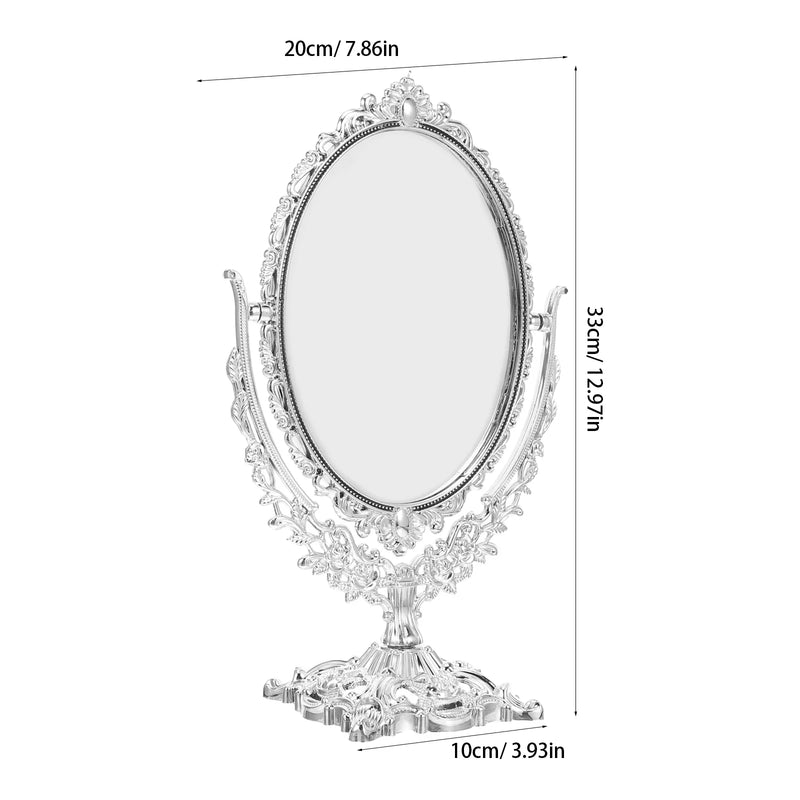 Miroir de Table Vintage Ovale Pivotant, Argent ou Doré, 20 x 33 cm