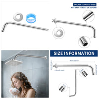 Bras de Douche Mural Inox, Rectangulaire ou Rond, 30/40 cm