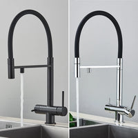 Mitigeur Cuisine 3 Voies Eau Filtrée Col Souple ou Ressort, 5 Finitions