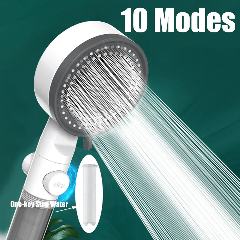 Pommeau de Douche Filtrant à 10 Modes Haute Pression, Noir ou Blanc
