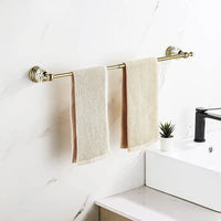 Accessoires Salle de Bain Doré Laiton et Cristal à la Pièce, 4 Articles