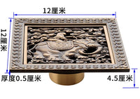Bonde de Douche Carrée Laiton Vieilli Motifs Ciselés 12 cm