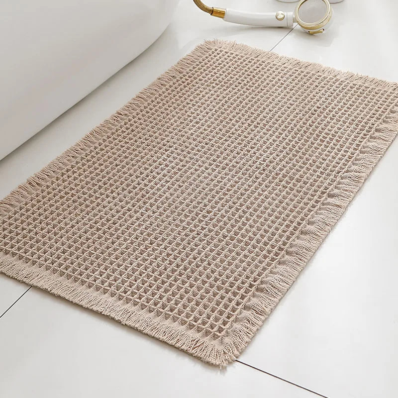 Tapis de Bain à Pompons Antidérapant Ultra Absorbant