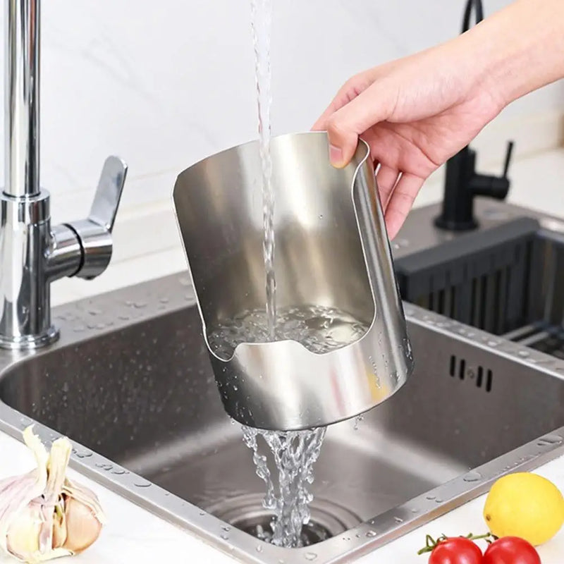 Repose-Couvercle Inox à Encoche avec Pot à Ustensiles, 10 cm