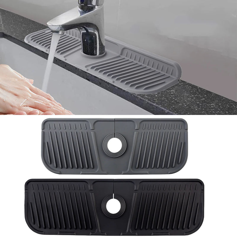 Tapis de Robinet Silicone Anti-Éclaboussures 36,5 ou 44,4 cm, Gris ou Noir
