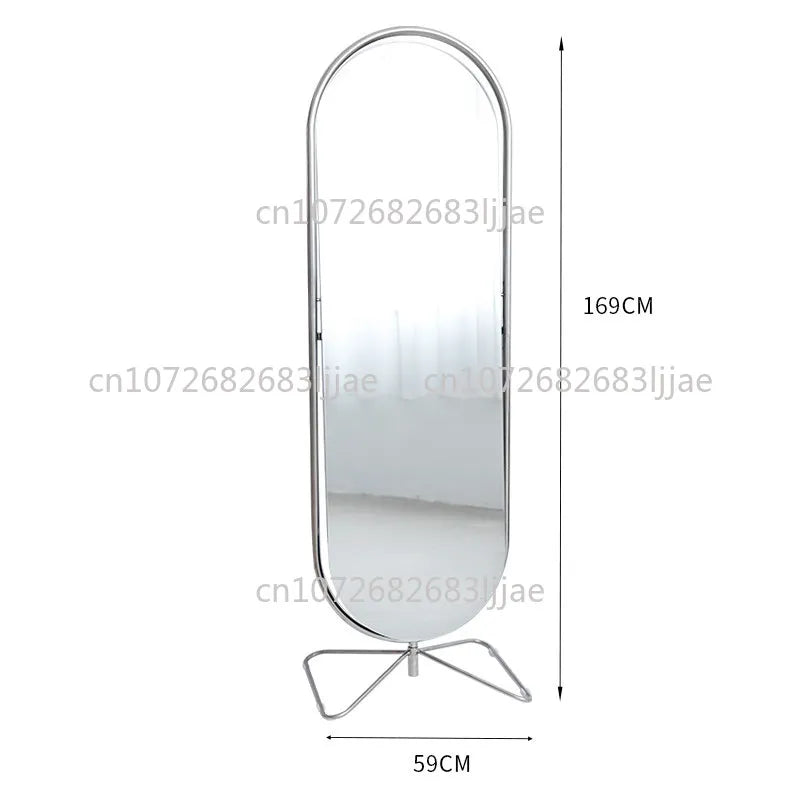 Miroir sur Pied Ovale Rotatif Inox 169 cm, 3 Articles à la Pièce