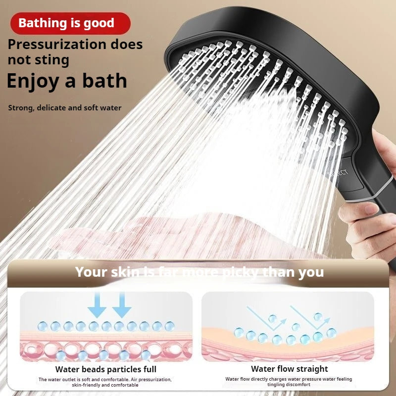 Pommeau de Douche Carré 13 cm, 3 Modes, Noir, Gris ou Argenté