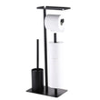 Porte-Papier Toilette sur Pied Noir avec Étagère, Option Brosse WC