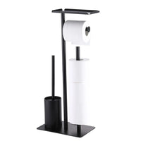 Porte-Papier Toilette sur Pied Noir avec Étagère, Option Brosse WC