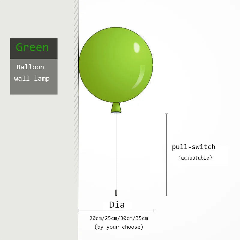 Applique Murale Ballon à Tirette, 6 Coloris, Ø 20 à 35 cm