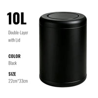 Poubelle de Salle de Bain Luxe Inox Double Couche 8 ou 10 Litres