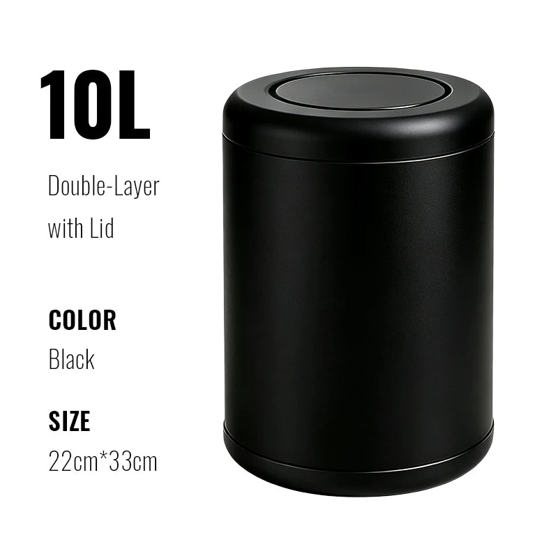 Poubelle de Salle de Bain Luxe Inox Double Couche 8 ou 10 Litres