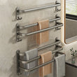 Porte-Serviette Mural Aluminium 1, 2 ou 3 Barres avec Crochets, 30 à 50 cm