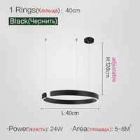 Suspension Cuisine LED Anneaux Ouverts, Ø 40 à 80 cm